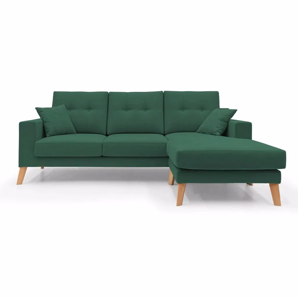 Divano angolare reversibile Danish Divani.Store in tessuto verde L 237 cm – 2