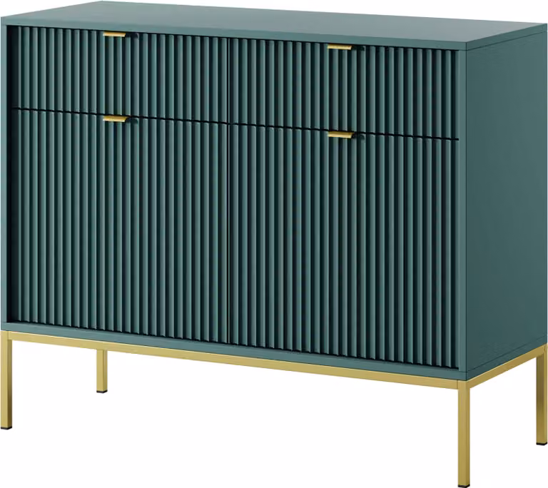 FURNLUX Credenza Avon Verde e Oro 104cm / Colore principale: Verde / Dimensioni: 104 x 83 x 39 cm