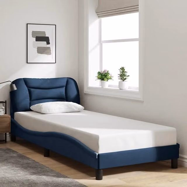 Giroletto Hvar blu senza materasso vidaXL in tessuto e legno L/P/H: 190 x 90 cm – 1