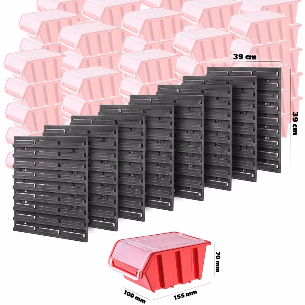 Pannello portautensili da parete KADAX per officina e garage, nero e rosso, L: 156 cm, H: 78 cm – 2