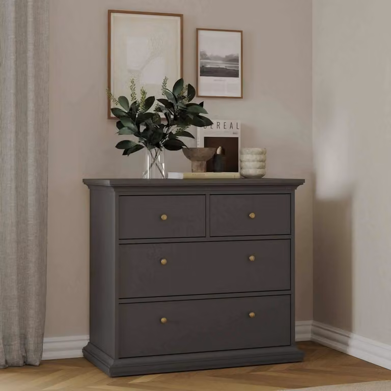 Dmora Cassettiera Arika 48.5x96.2x86.9h cm Grigio, 4 Cassetti Apertura Scorrevole