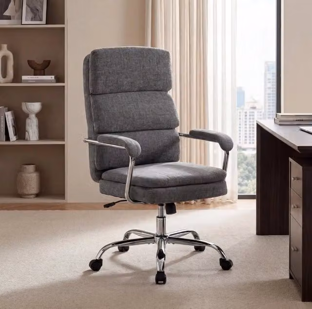 Sedia da ufficio grigia 72,5 x 65 x 118 cm – girevole 360°