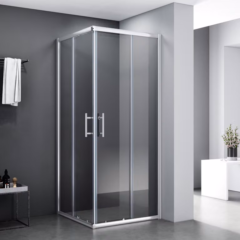 Cabina doccia angolare 76x76x195cm Cabina doccia a doppia porta scorrevole in vetro di sicurezza ESG da 5 mm