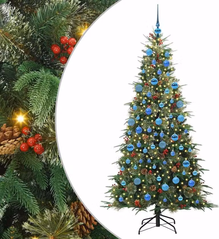 Albero di Natale Artificiale con Rami Pieghevoli Verde 180 cm