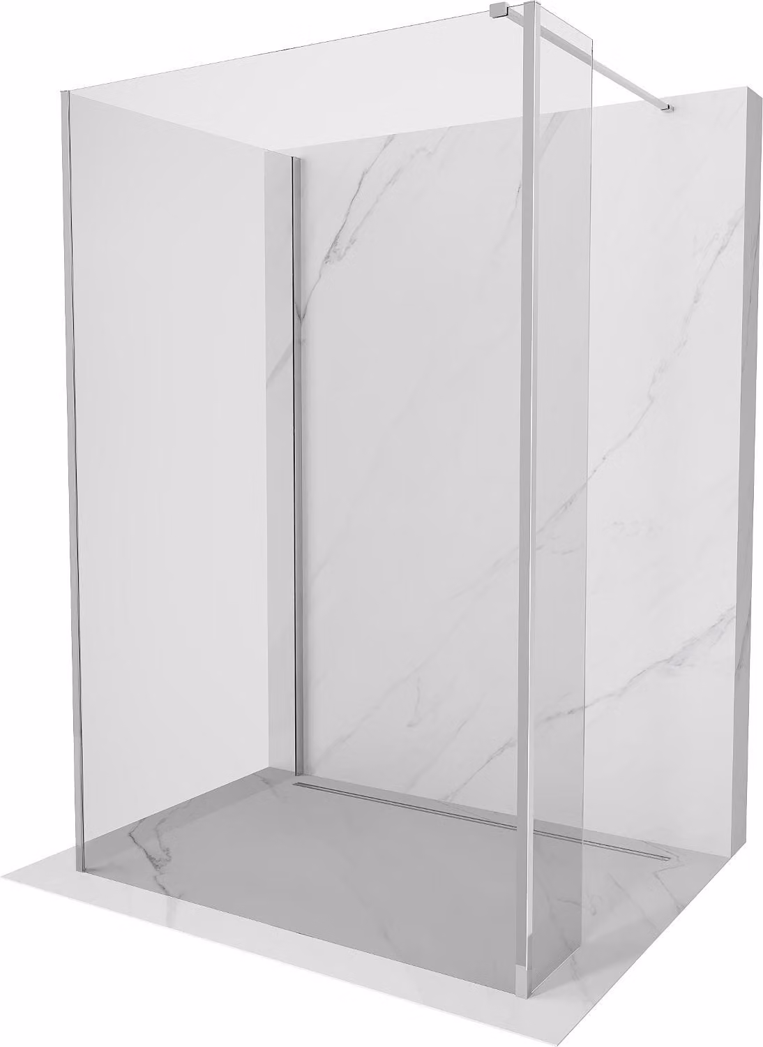 Mexen Kioto parete doccia Walk-in 140 x 70 x 30 cm, trasparente, cromo - 800-140-070-221-01-00-030