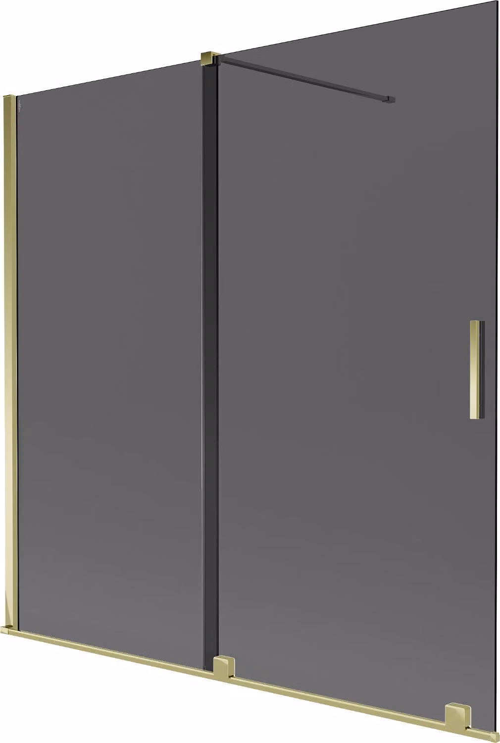 Mexen Velar paratia da bagno a 2 ante scorrevole 160 x 150 cm, grafite, oro - 896-160-000-41-50