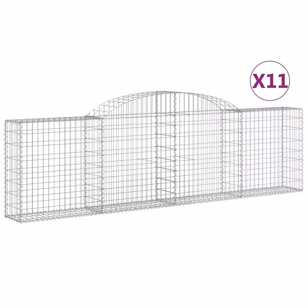 Set di 11 Cesti Gabbioni ad Arco vidaXL in Acciaio Zincato Grigio L: 300 cm, P: 30 cm, H: 80-100 cm – 2