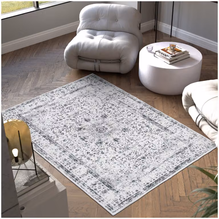 Tappeto design vintage Aliya tectake stile orientale in poliestere grigio L: 120 cm x P: 170 cm