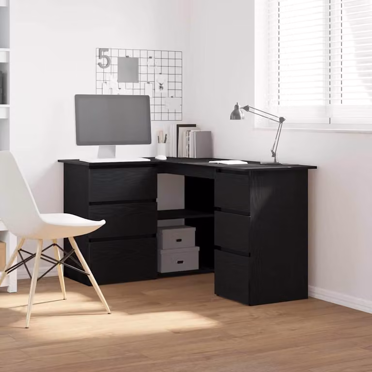 Maison Exclusive - Scrivania, finitura effetto legno nero rovere, realizzata in materiale composito