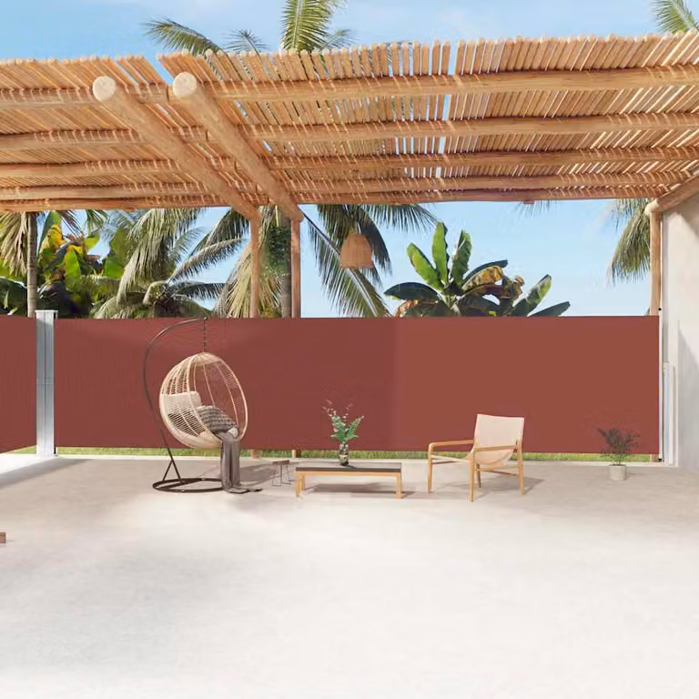 Tenda da sole laterale retrattile vidaXL in poliestere marrone L: 1200 cm, H: 180 cm