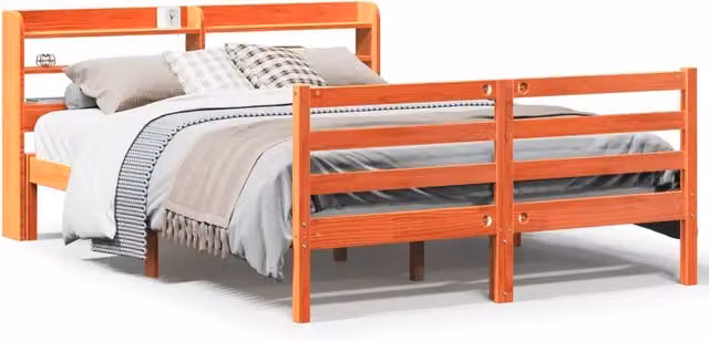 Letto matrimoniale | Letto per adulti | Letto senza Materasso Marrone Cera 150x200 cm in Legno di Pino