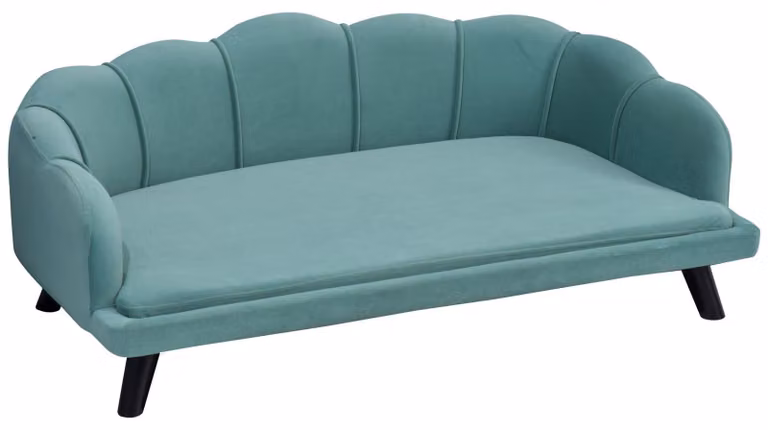 Divano per cani con schienale in schiuma | Colore: Verde | Dimensioni: 38,77 x 23,81 x 13,97 cm