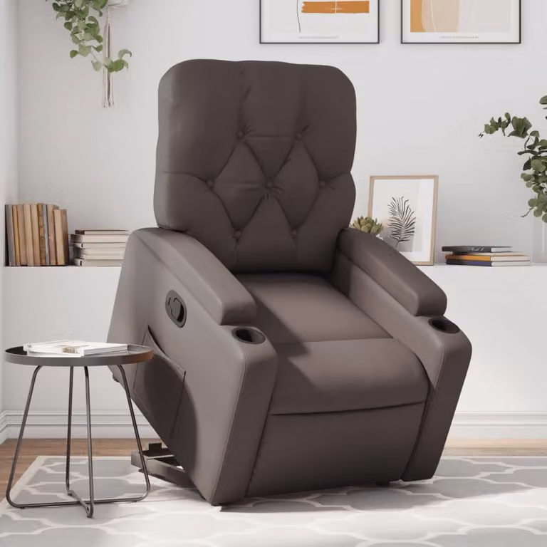 vidaXL Poltrona Alzapersona Reclinabile Marrone in Similpelle con Assistenza Elettrica