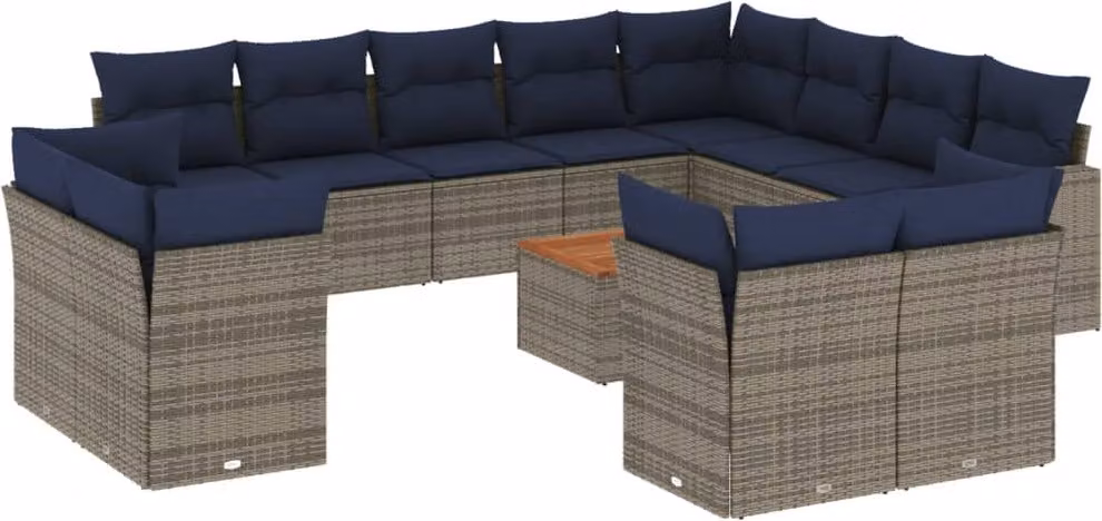Maison Exclusive - Set Divani da Giardino 13 pz con Cuscini Grigio in Polyrattan