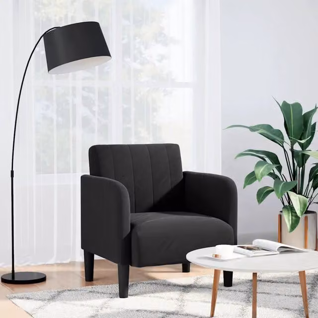 Poltrona Relax Design Mania in Velluto Nero con Braccioli