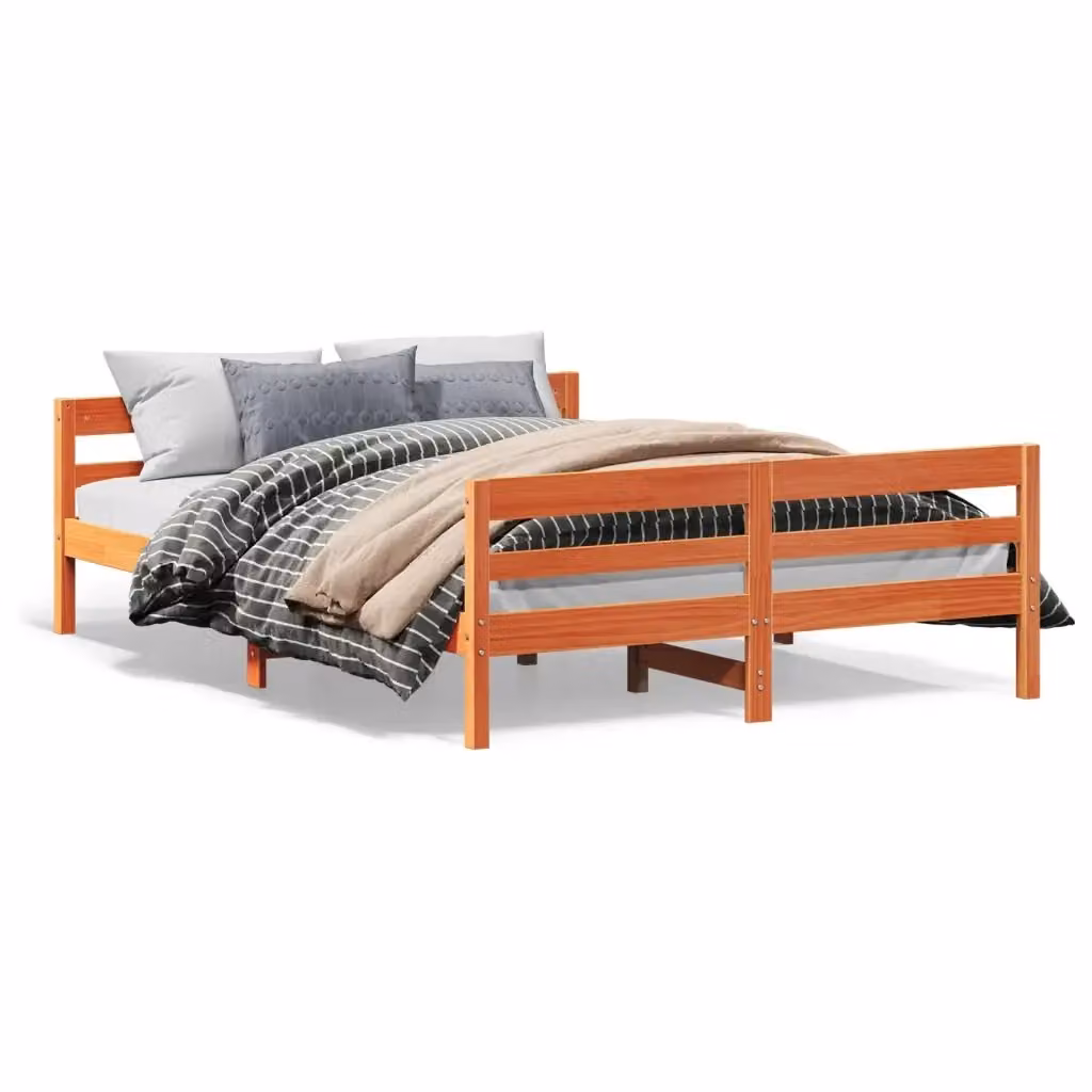 Giroletto vidaXL in legno massello di pino marrone cera con doghe rigide L/P/H: 207 x 145,5 x 57 cm – 2