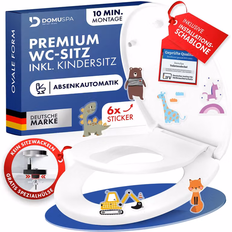 Coperchio WC - Sedile WC con chiusura ammortizzata - Sedile WC antibatterico per bambini + funzione Quick-Release