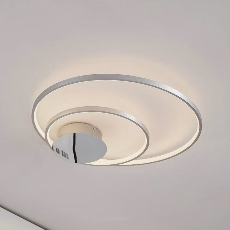 Plafoniera a LED Nerwin Lindby, dimmerabile, Alluminio / Grigio / Zincato, Soggiorno / Sala da pranzo, Alluminio, Moderno, Plafoniera LED