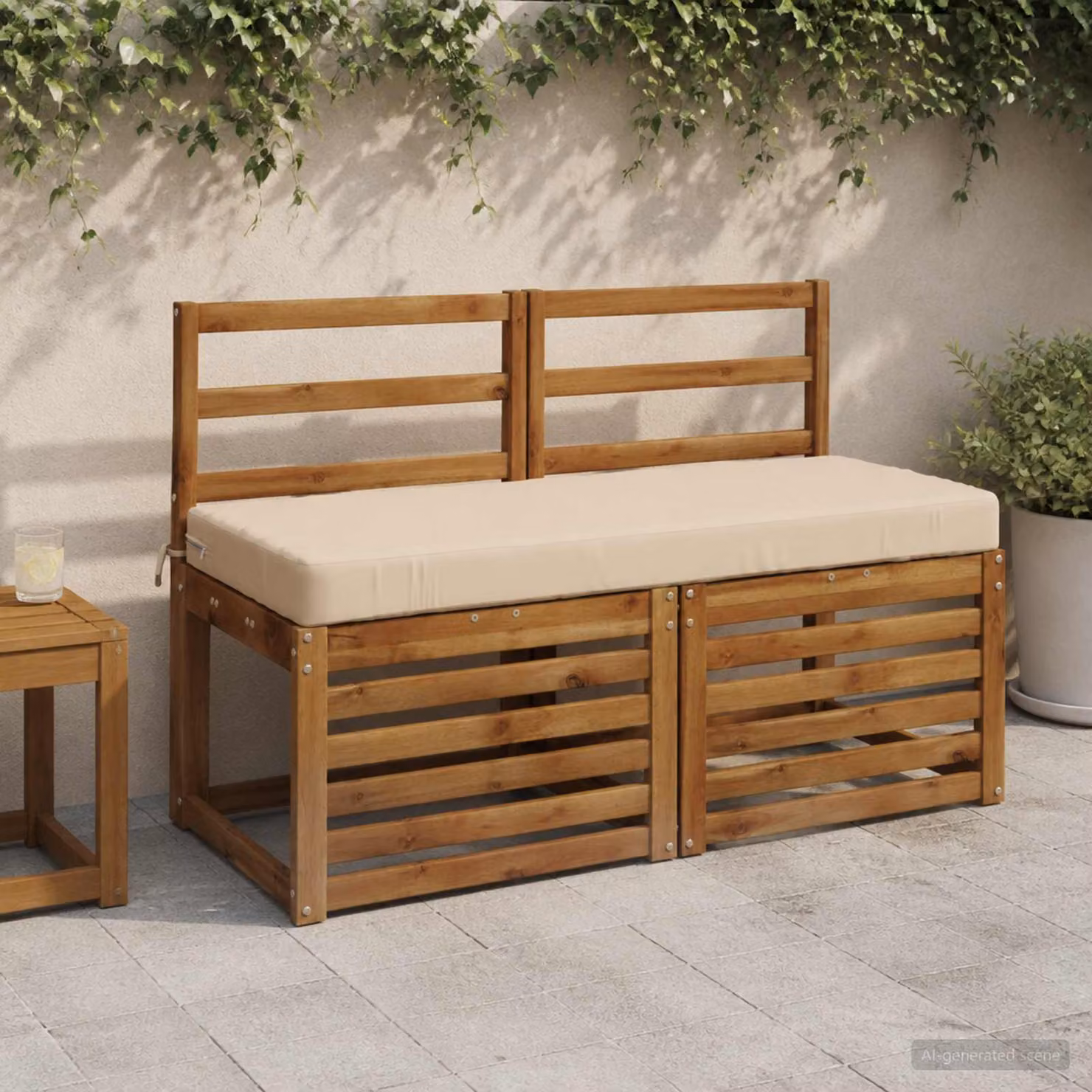 Set di 2 cuscini per panchina vidaXL SOEST in poliestere beige con fodera rimovibile e resistente ai raggi UV