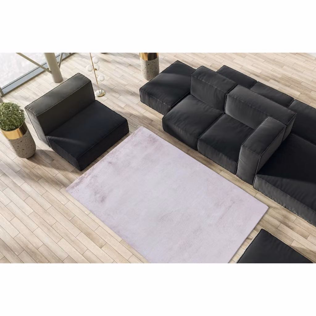 Tappeto rettangolare moderno Raika di Kendra Home in poliestere rosa e bianco – 2
