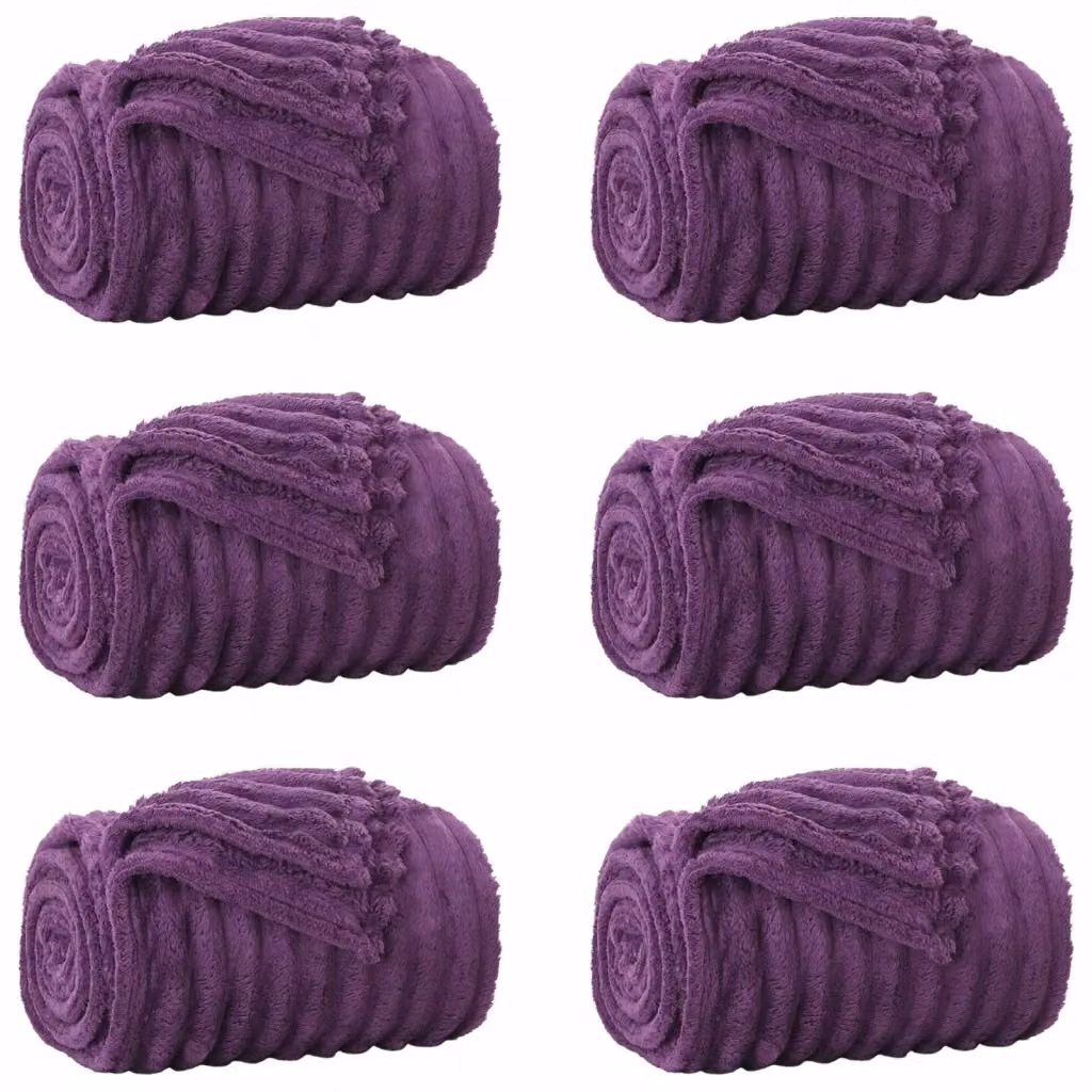 Set di 6 coperte in pile vidaXL viola L 270 cm x P 240 cm – 2