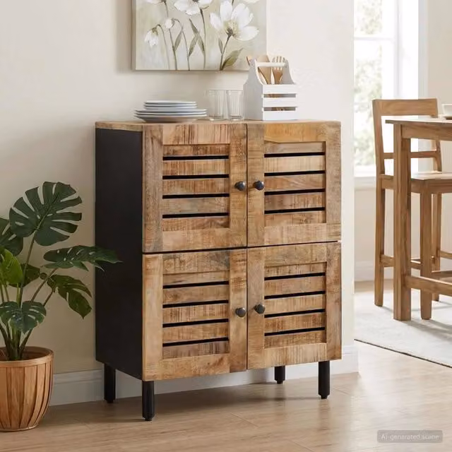Armadio da soggiorno moderno vidaXL in legno di mango marrone L: 60 cm, P: 33 cm, H: 75 cm – 1