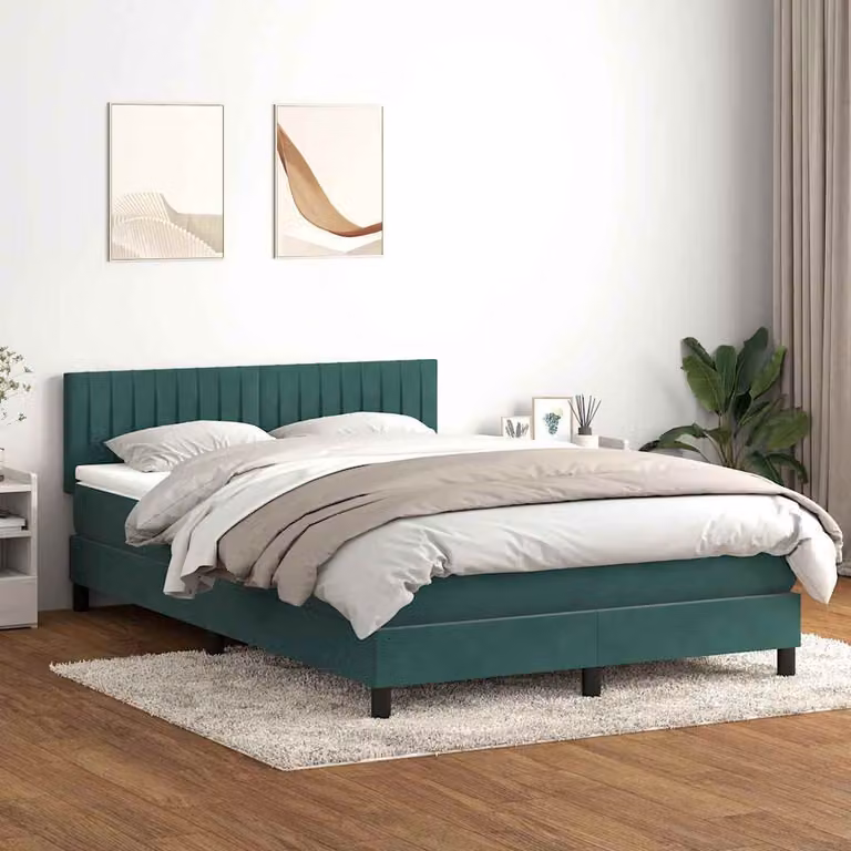 Maison Exclusive - Letto a Molle con Materasso e LED Verde Scuro 160x220 cm Velluto