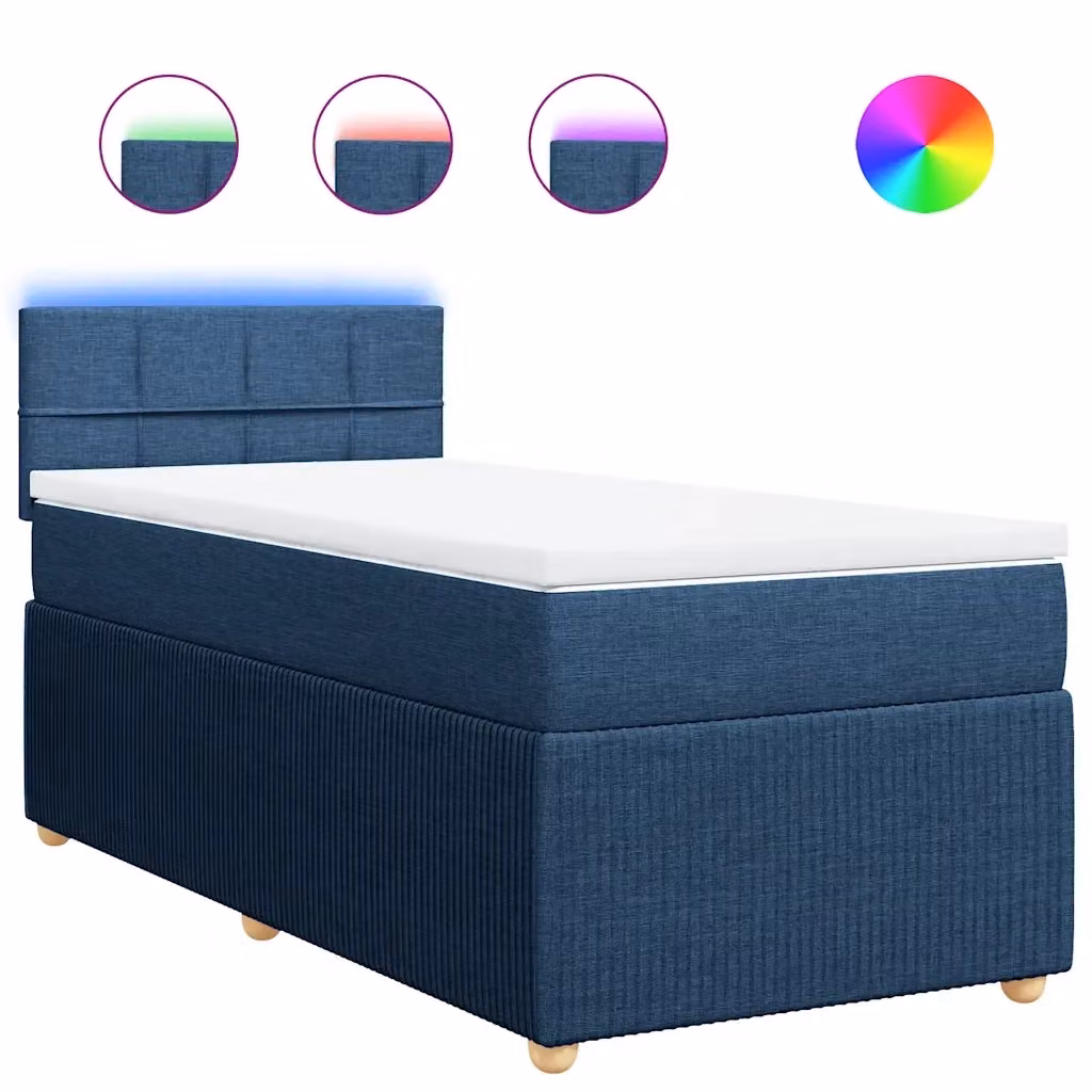 Letto a molle con materasso vidaXL blu e bianco L 200 cm x P 80 cm – 2