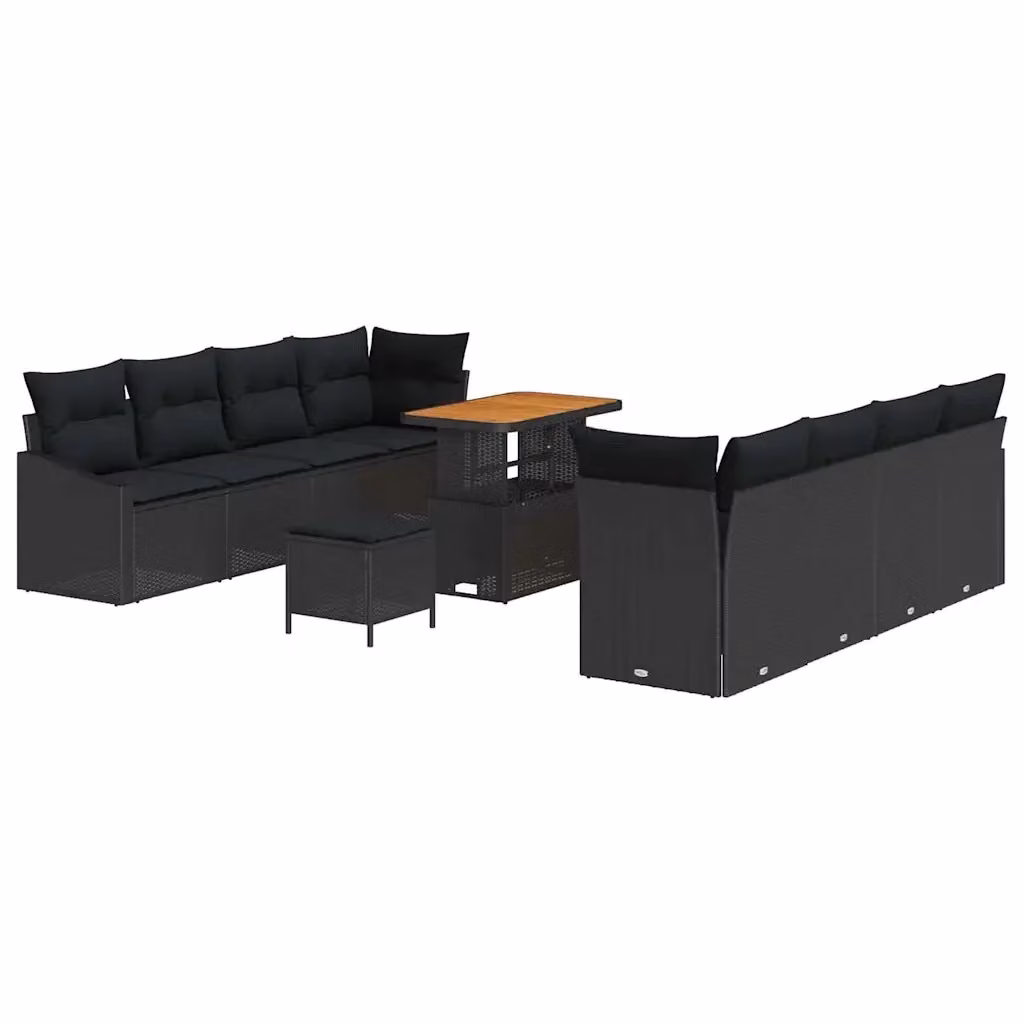 Set Divano da Giardino vidaXL 11 Pezzi con Cuscini Nero – 2