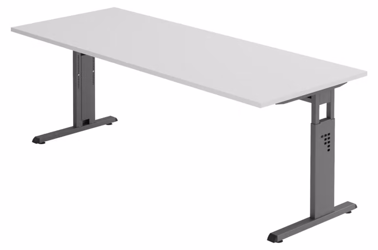 bümö Scrivania Serie-O - Struttura: Grafite, Finitura: Grigio, Dimensioni: 200 x 80 cm