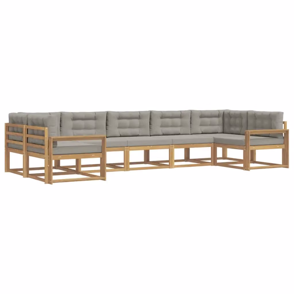 Set di divani da esterno a forma di U vidaXL in legno di acacia con cuscini Bianco e Grigio – 2