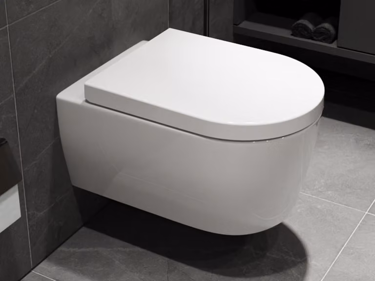 WC sospeso di design SSWW WC senza bordo con rivestimento nano, incluso sedile con meccanismo soft-close + estraibile 49 cm