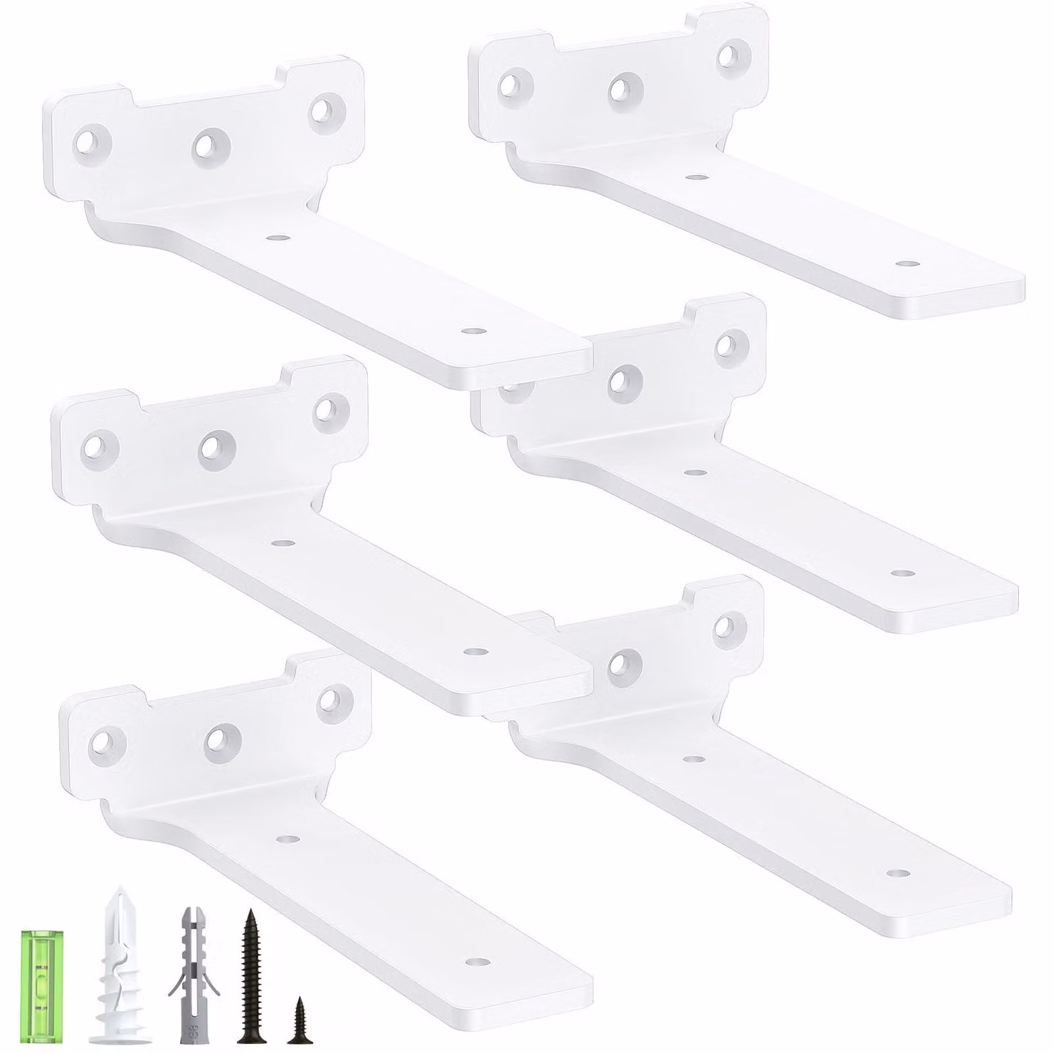 6 supporti per mensole, 15 cm, in metallo, con viti, capacità di carico di 70 kg, colore bianco