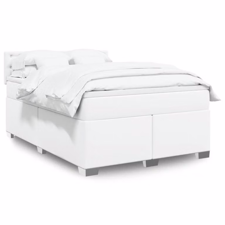 vidaXL Giroletto a Molle con Materasso Bianco in Similpelle L/P: 140 x 200 cm