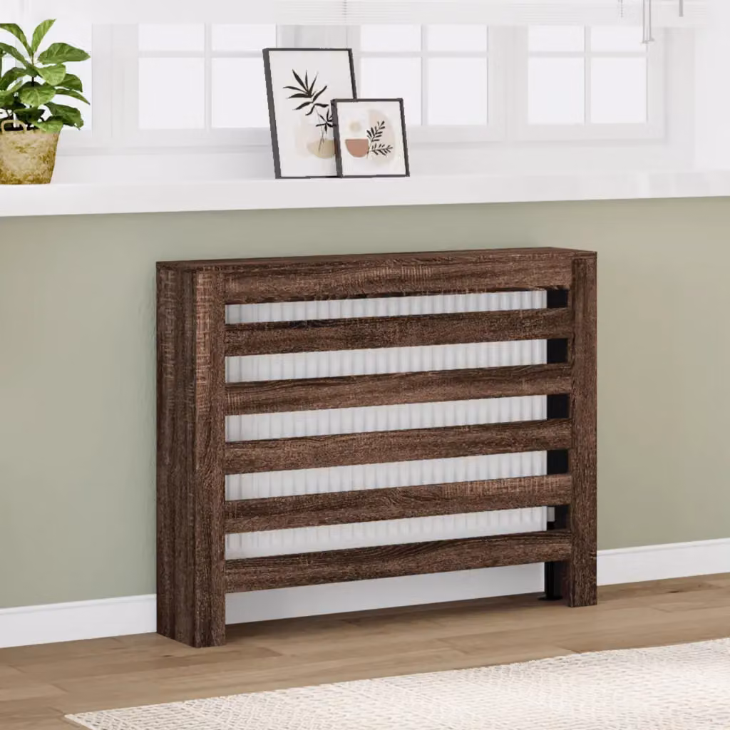 Copertura Termosifone vidaXL in Multrato Rovere Marrone L: 104 cm, P: 20 cm, H: 82 cm