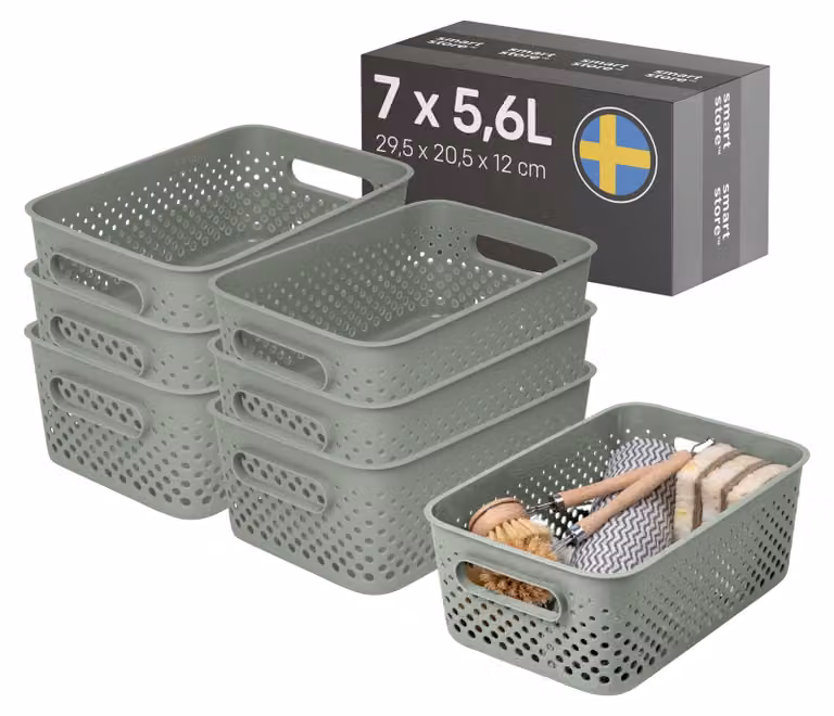 SmartStore Essence, cestino di medie dimensioni con maniglie, capacità 7 x 5,6 litri, colore verde