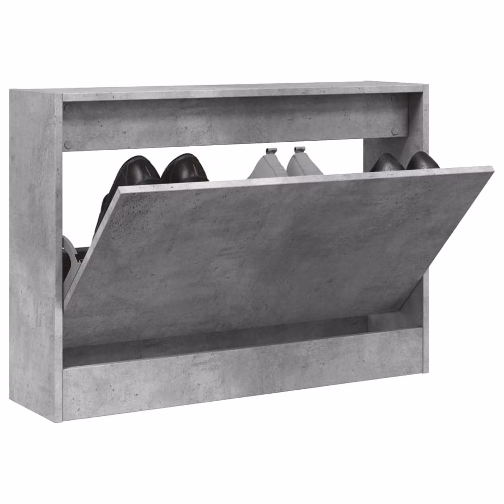 Scarpiera moderna vidaXL in legno grigio con vani basculanti, L: 80 cm, P: 21 cm, H: 57 cm