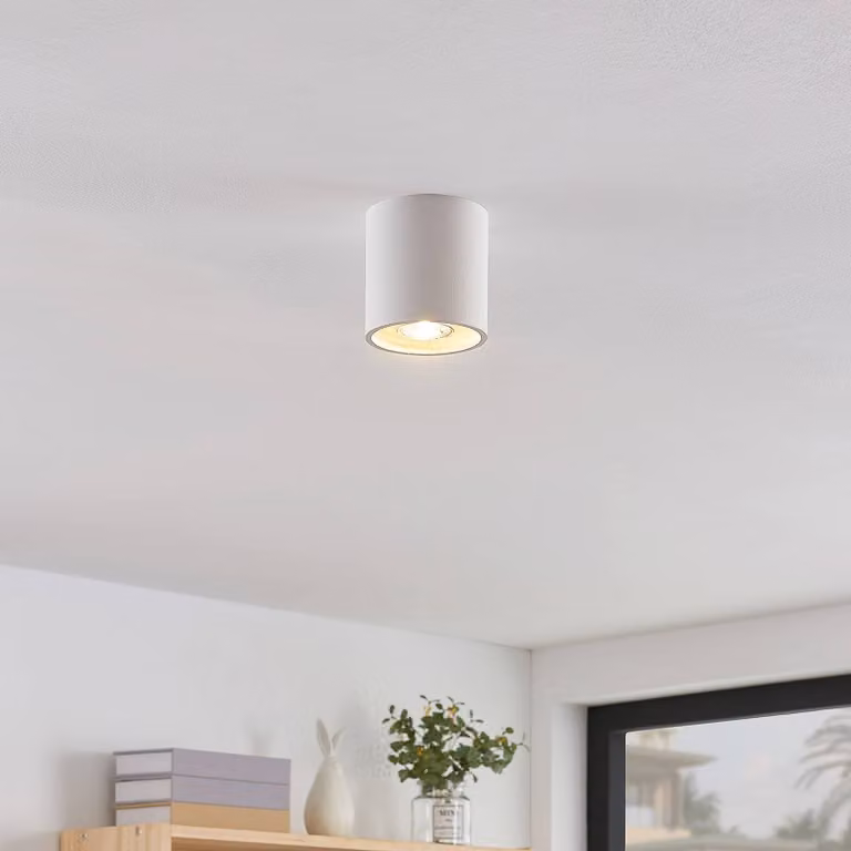 Plafoniera soffitto Parvin Lindby, dimmerabile, Bianco / Opale, Soggiorno / Sala da pranzo, Alluminio, Moderno, Plafoniera