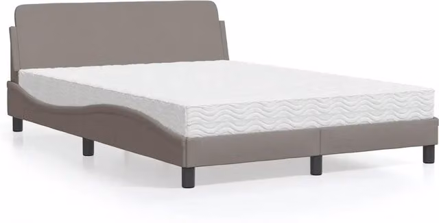 Letto moderno con materasso in schiuma vidaXL in tessuto beige e grigio L/P/H: 120 x 200 cm