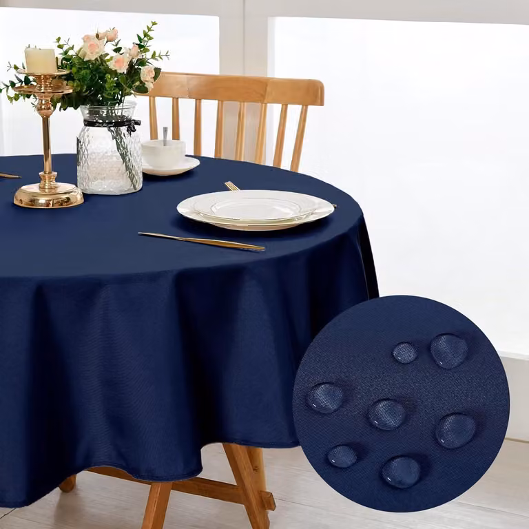DWCN Tovaglia rotonda blu scuro 180 cm, tovaglia impermeabile lavabile antimacchia per sala da pranzo, giardino, feste, matrimoni o casa