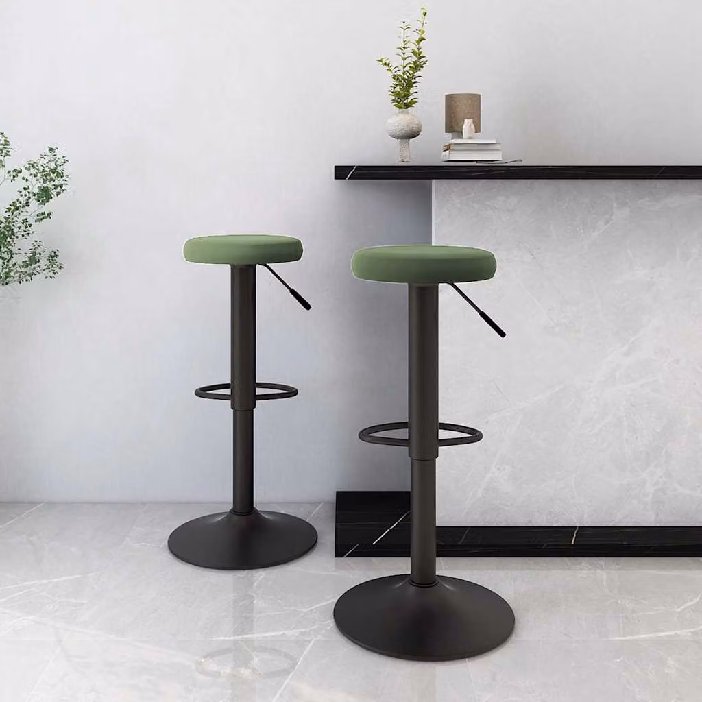Set di 2 sgabelli da bar vidaXL in velluto verde scuro con base girevole a 360 gradi L: 31 cm, P: 31 cm, H: 78 cm