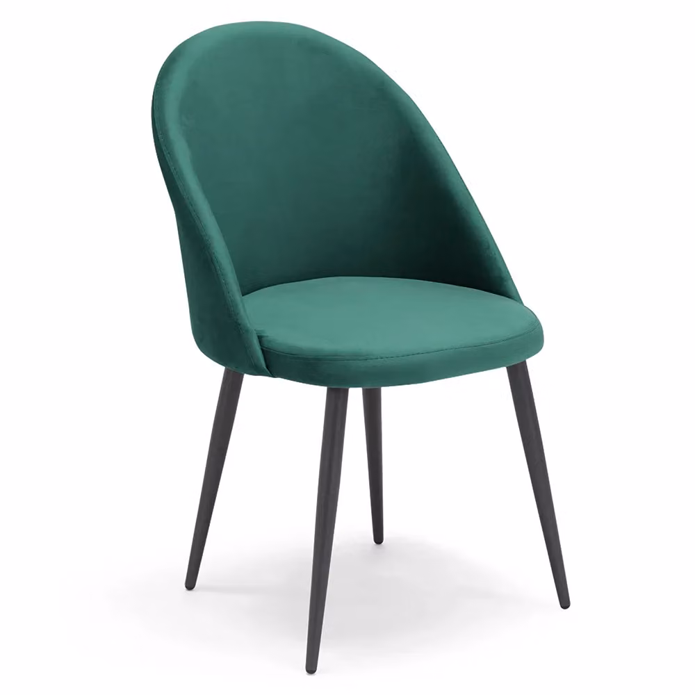 Set di 6 sedie imbottite Lola Redokasa in tessuto effetto velluto antimacchia idrorepellente colore Verde, con gambe in metallo color ghisa, ideali per la tua zona pranzo o soggiorno – 2