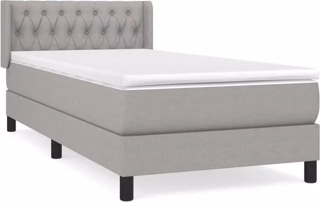 Letto singolo | Letto per adulti | Giroletto a Molle con Materasso Grigio Chiaro100x200 cm Tessuto