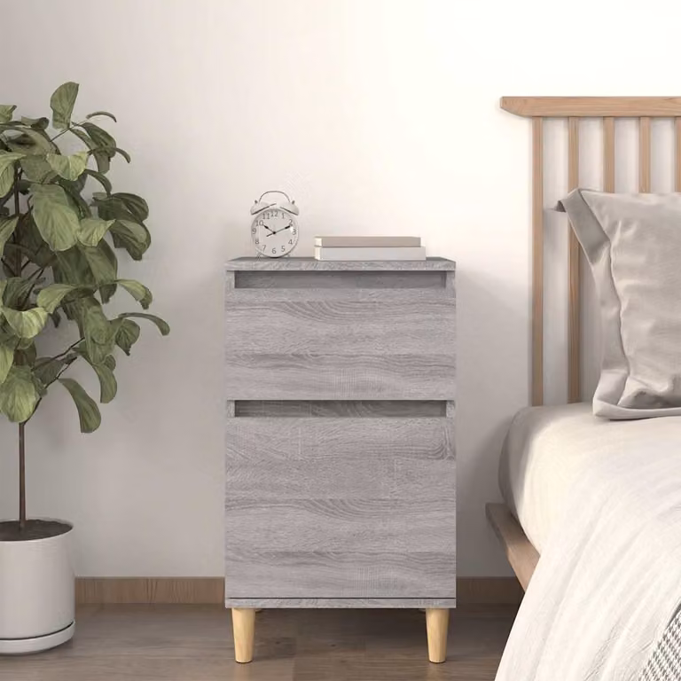 Comodino sospeso vidaXL in legno grigio opaco L: 40 cm, P: 35 cm, H: 70 cm