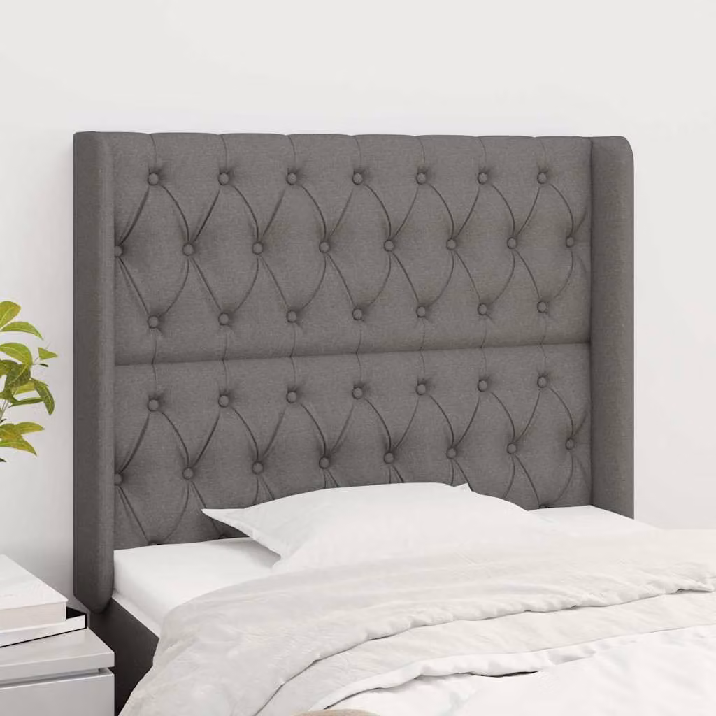 Testiera ad orecchio vidaXL in tessuto grigio scuro L: 103 cm, P: 16 cm, H: 118-128 cm