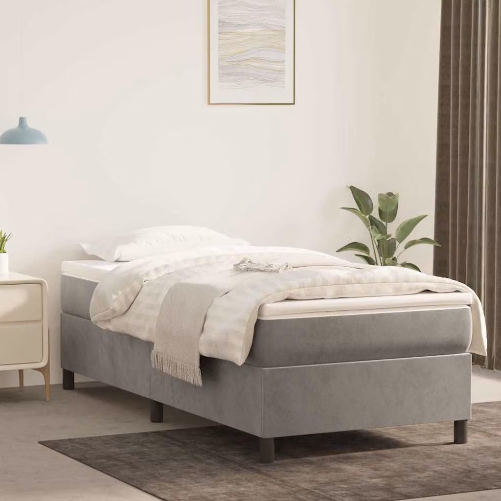 Struttura Letto con Rete a Molle vidaXL in Velluto Grigio, L 80 cm x P 200 cm