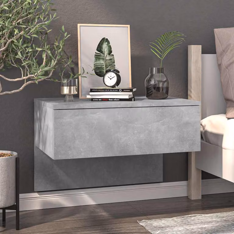 vidaXL Comodino a Muro Moderno Grigio Opaco in Legno e MDF