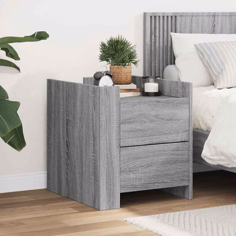Comodino moderno vidaXL in legno grigio per camera da letto o soggiorno L/P/H: 45 x 50 x 50 cm