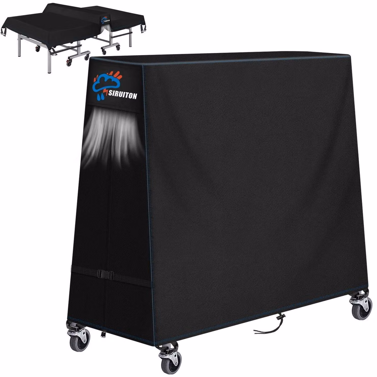 Copertura impermeabile per tavolo da ping pong, realizzata in poliestere 420D, traspirante, colore nero, dimensioni 173x77x158 cm