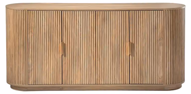 Calicosy - Madia a 4 ante effetto rovere con frontali a listelli arrotondati L160 cm - ACHILLE